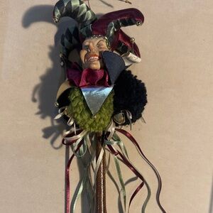 Katherine's Collection Jester Ornament in Burgundy and Green